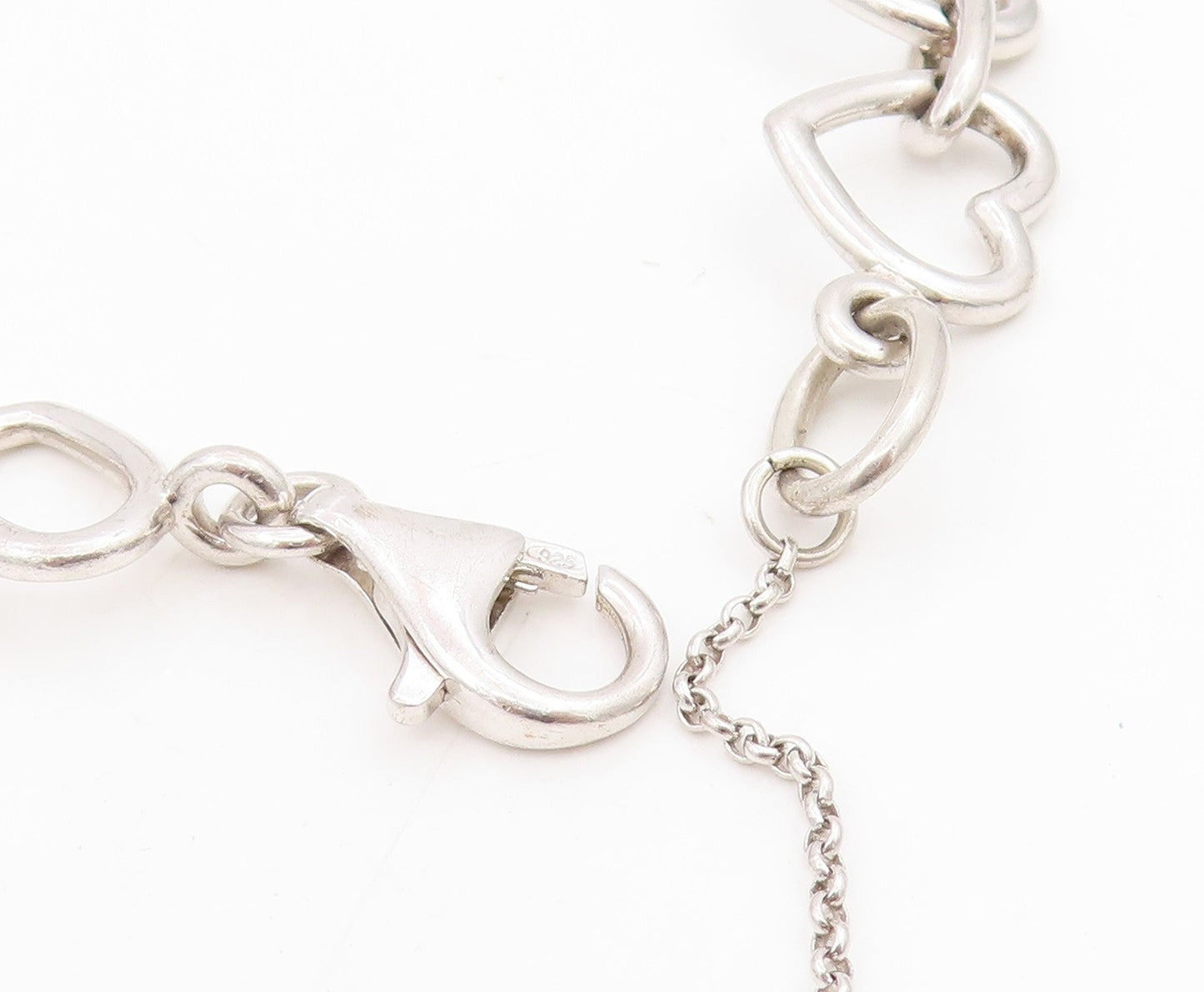 925 Sterling Silver Vintage Bracelet Real Diamonds Love Heart Outline  BT11604