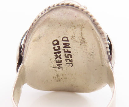 925 Sterling Silver Vintage Ring MEXICO Antique Gemstone OPENS  Sz 7  RG33424