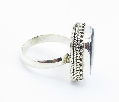 925 Sterling Silver  Agate Twist Patterned Square Cocktail Ring Sz 7  RG8230