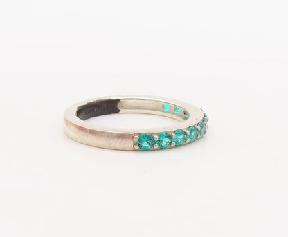 925 Sterling Silver Vintage Ring Stackable Green & White Topaz  Sz 7  RG29786