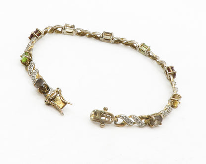 ROSS SIMON 925 Silver Vintage Genuine Diamond & Multi Stone Bracelet BT5142