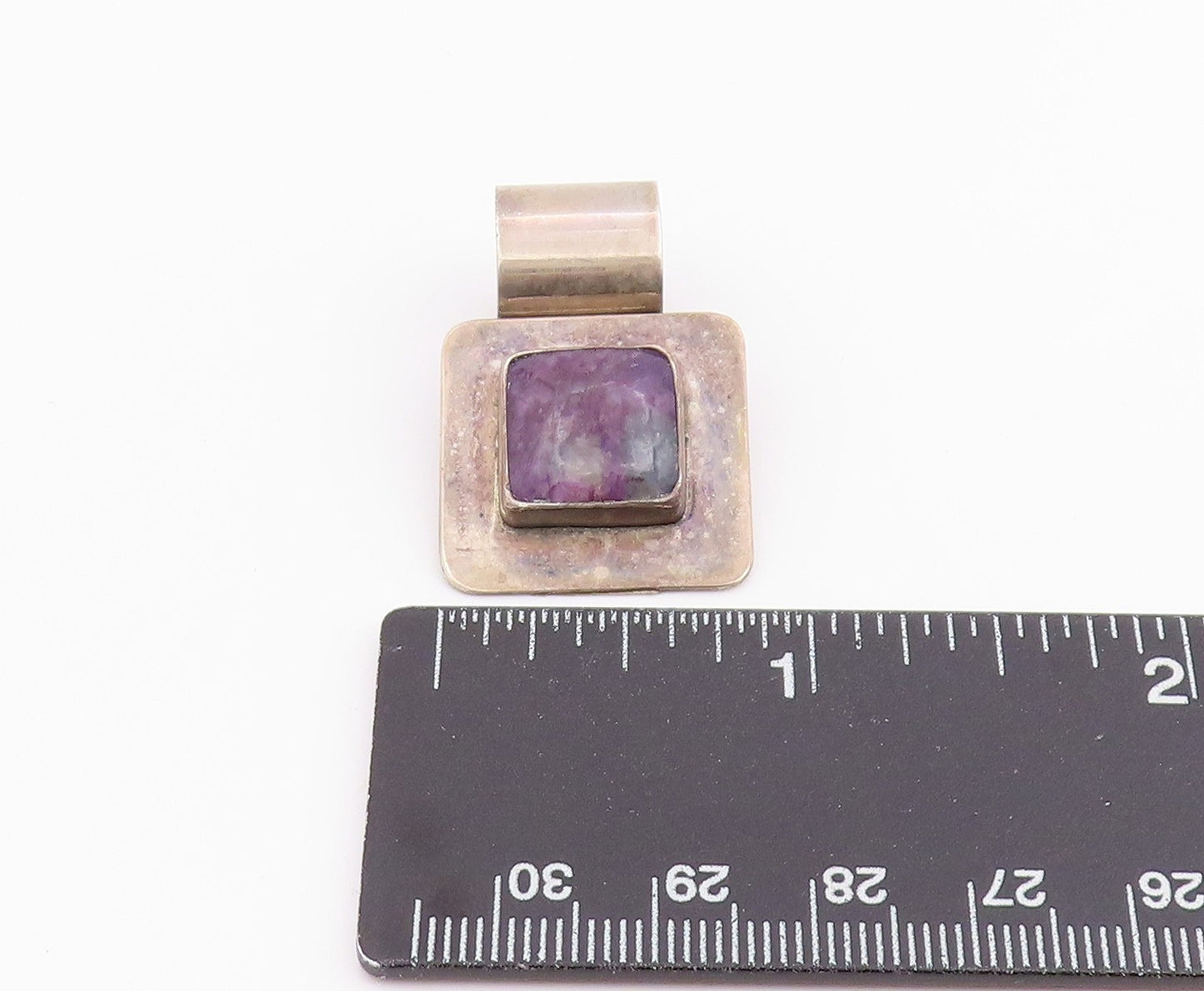 925 Sterling Silver Vintage Pendant Genuine Charoite Geometric Charm  PT26026