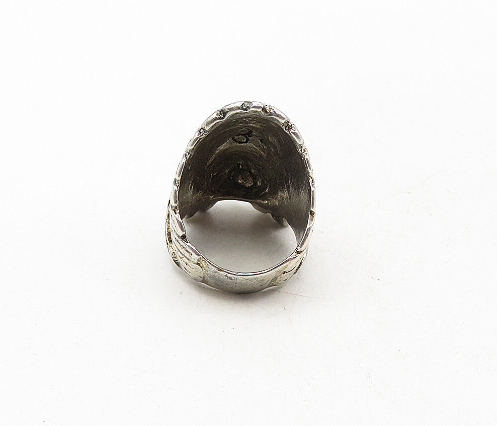 925 Sterling Silver  Vintage Shiny Native Chief's Head Band Ring Sz 8  RG9231