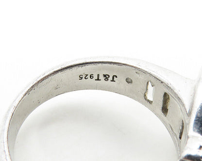 925 Sterling Silver  Shiny Topaz Belt Buckle Motif Band Ring Sz 8  RG17328