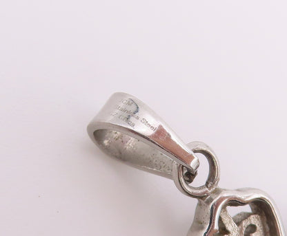 925 Sterling Silver Vintage Pendant Round Cut CZ Religious Cross Charm  PT26528