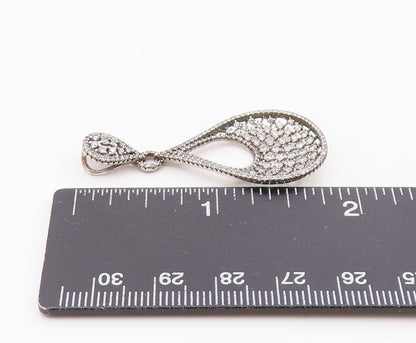 925 Sterling Silver  Vintage Fancy Cubic Zirconia Pear Shaped Pendant  PT21609