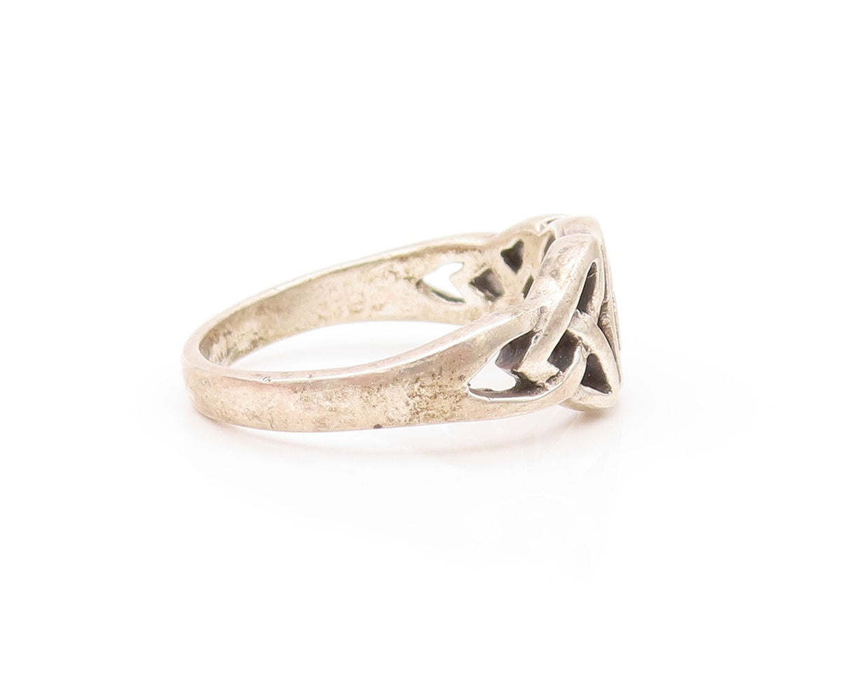 925 Sterling Silver Vintage Ring Dark Tone Celtic Star Cutout  SZ 8.5  RG32155