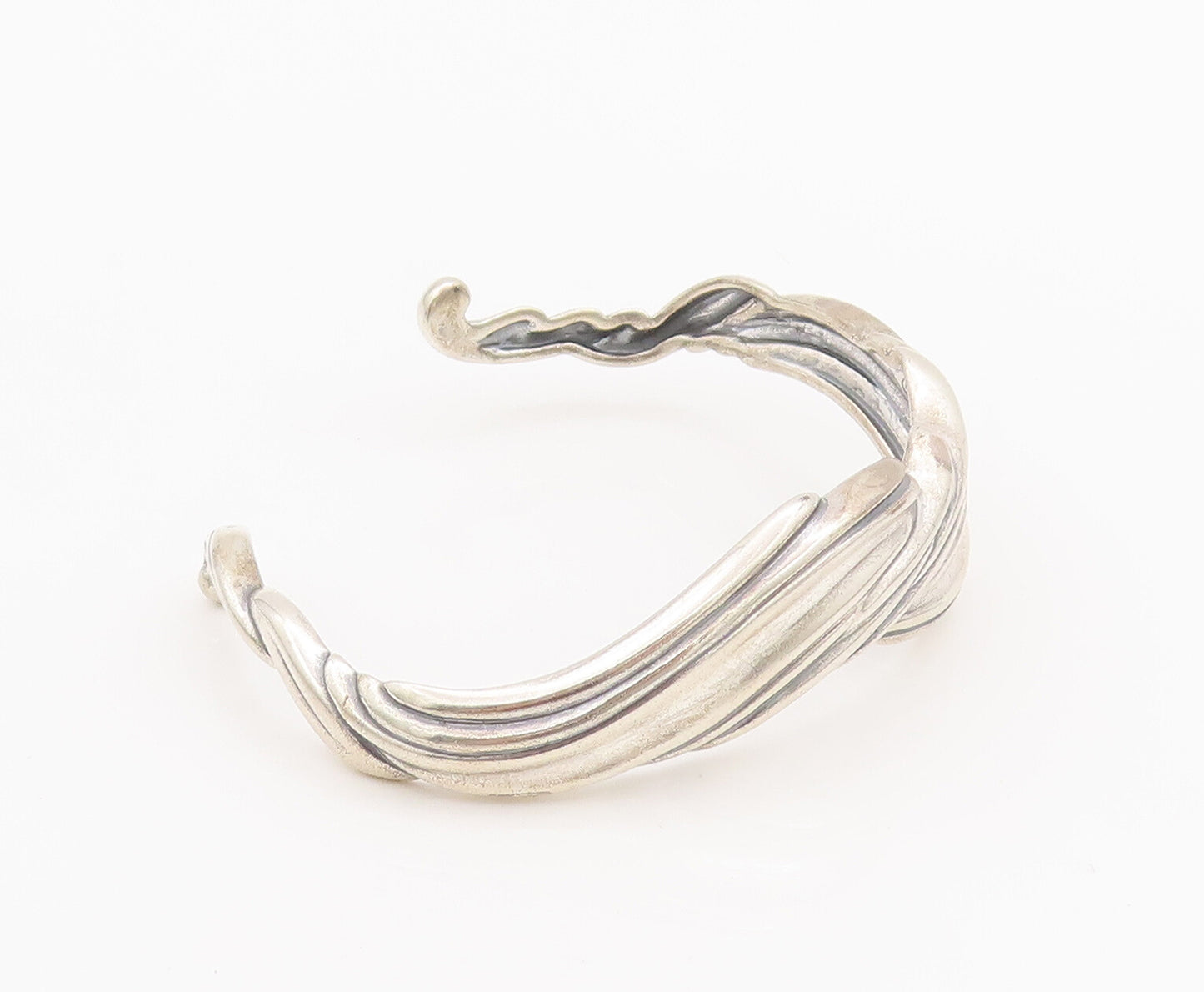 925 Sterling Silver Vintage Bracelet CAROLYN POLLACK Carved Swirly Wave  BT10167