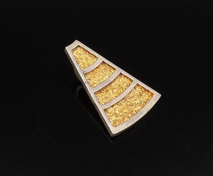 POLAND 925 Silver  Vintage Two Tone Carved Graduated Triangle Pendant  PT21874