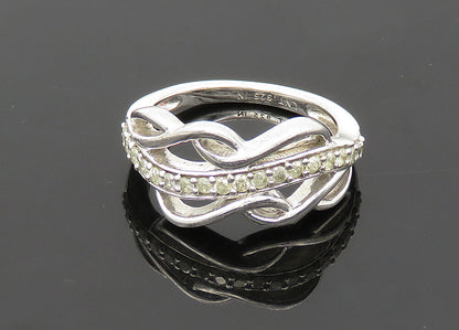 925 Silver  Vintage Genuine Diamonds Split Swirl Band Ring Sz 7  RG21455