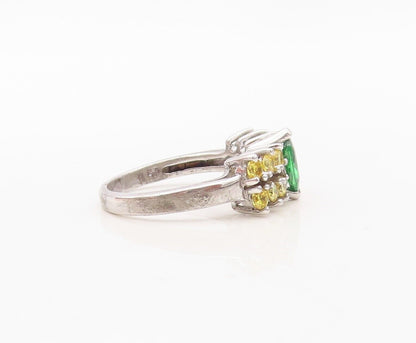 925 Sterling Silver Vintage Ring Split Citrine Band & Green Topaz  Sz 8  RG30223