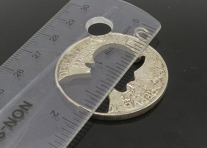 925 Sterling Silver  Vintage Shiny Panamanian Balboa Coin Pendant  PT18940