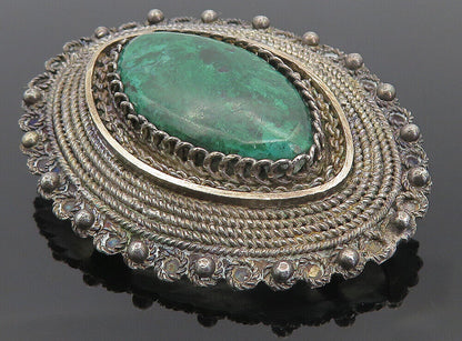 925 Sterling Silver - Vintage Eilat Stone Oxidized Twist Brooch Pin - BP2957