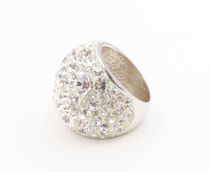 925 Sterling Silver Vintage Ring Sparkling CZ Encrusted Dome Band  Sz 6  RG36662