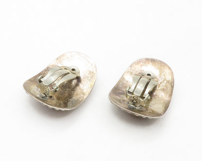 925 Sterling Silver  Vintage Dark Tone Bubble Trim Non Pierce Earrings  EG6416