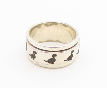 925 Sterling Silver Vintage Ring Classic Dinosaur Spinner Band  Sz 8.5  RG36777