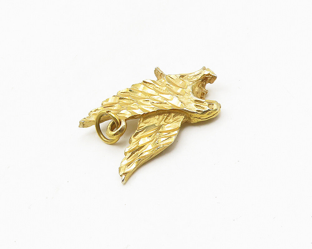 925 Sterling Silver  Vintage Shiny Diamond Cut Flying Eagle Pendant  PT14831