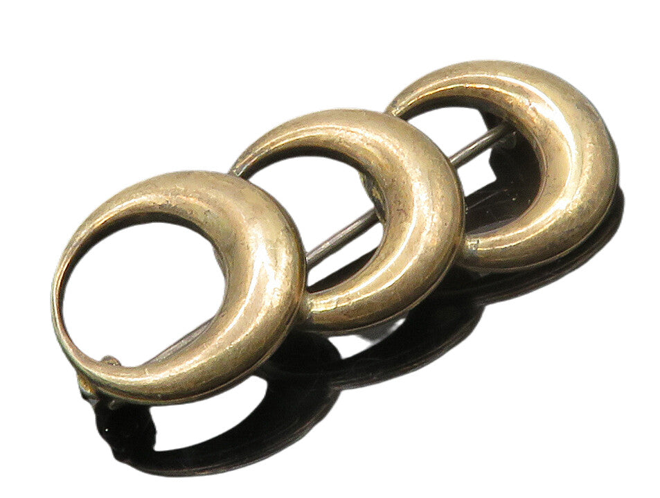 SYMMETALIC 925 Silver & 14K GOLD  Vintage Open Circles Brooch Pin  BP5288