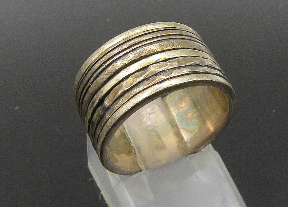 GEOART 925 Sterling Silver   Vintage Shiny Hammered Spinner Ring Sz 6  RG23037