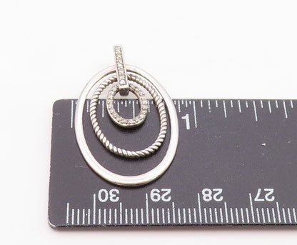 925 Silver  Vintage Graduated Open Oval Genuine Diamonds Pendant  PT20879