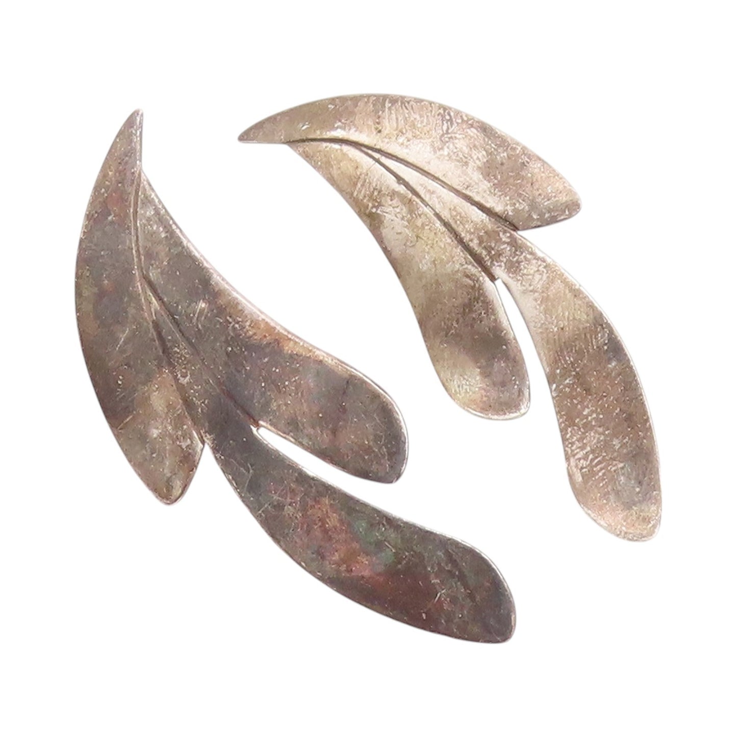 14k Gold 925 Sterling Silver Vintage Earrings Cutout Leaf Design  EG13630