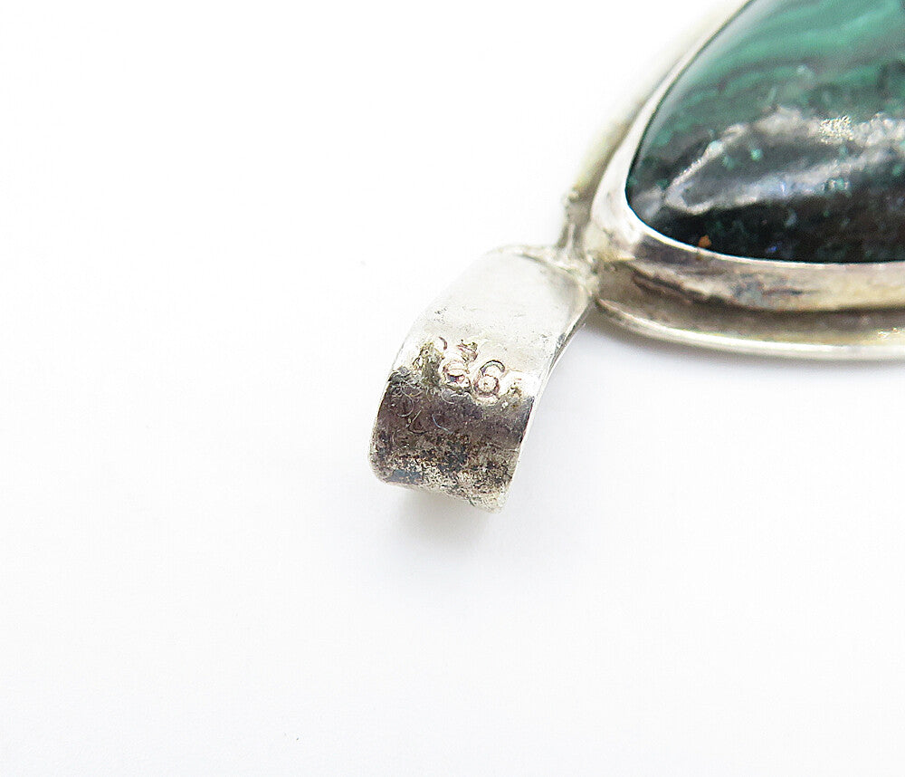 925 Sterling Silver  Vintage Cabochon Cut Eilat Stone Tear Drop Pendant PT4121