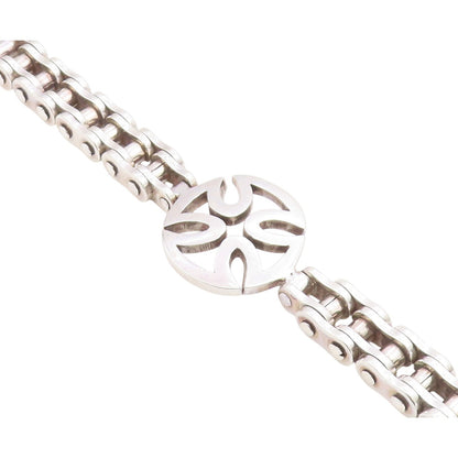 925 Sterling Silver  Vintage Shiny Open Cross Bicycle Chain Bracelet  BT8004