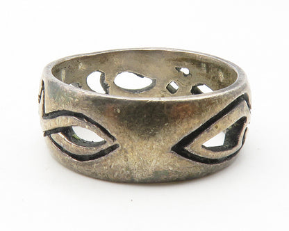 925 Sterling Silver  Vintage Oxidized Outline Pattern Band Ring Sz 9  RG11741