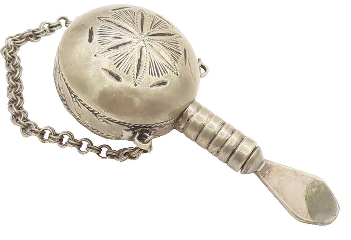 925 Sterling Silver Vintage Antique Large Etched Perfume Bottle (OPENS) TR3632