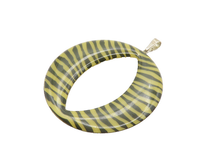 925 Sterling Silver  Vintage Enamel Striped Open Circle Drop Pendant  PT11477