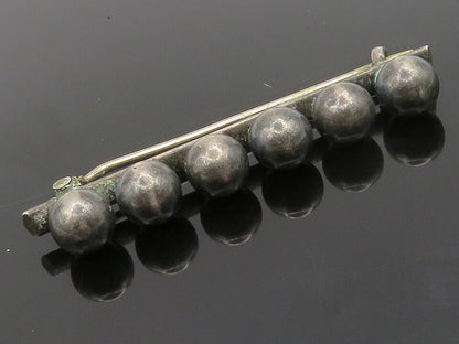 925 Sterling Silver  Vintage Oxidized Ball Bead Smooth Brooch Pin  BP5142