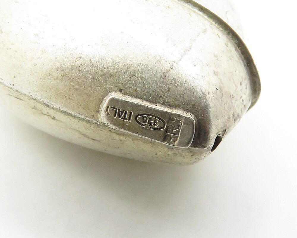 925 Sterling Silver  Vintage Shiny Matte Puffy Love Heart Pendant  PT14406