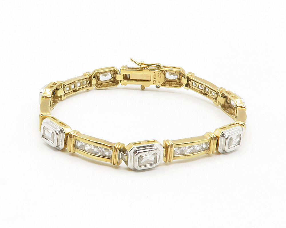 ROSS SIMON 925 Silver  Cubic Zirconia Shiny Gold Plated Chain Bracelet  BT5704