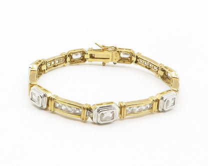 ROSS SIMON 925 Silver  Cubic Zirconia Shiny Gold Plated Chain Bracelet  BT5704