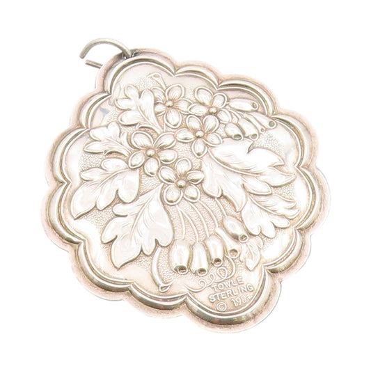 925 Sterling Silver Vintage Pendant 1984 TOWLE Antique Flower Bouquet  PT24710