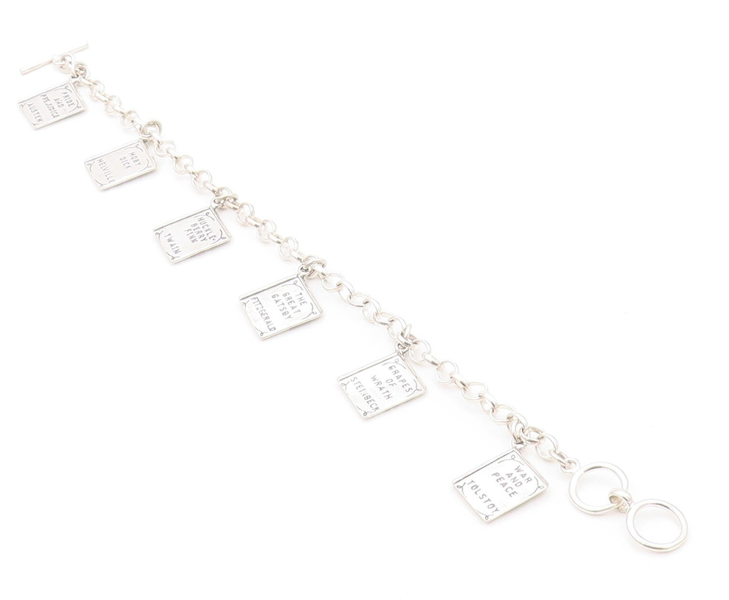 925 Sterling Silver Vintage Bracelet Book Lover Dangling Carved Books  BT11131