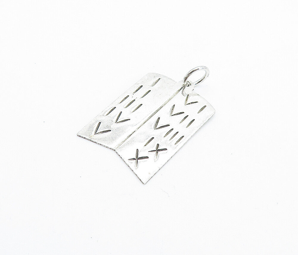 MEXICO 925 Sterling Silver  Vintage Etched Roman Numerals Pendant  PT5719