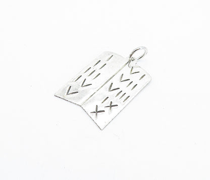 MEXICO 925 Sterling Silver  Vintage Etched Roman Numerals Pendant  PT5719