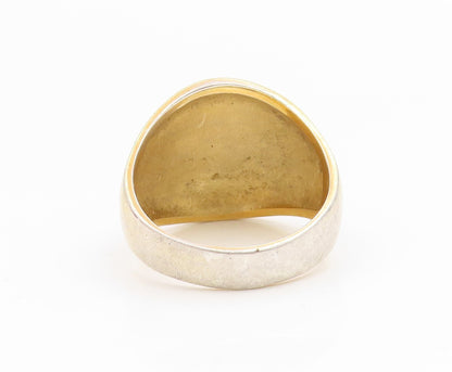 925 Sterling Silver Vintage Ring Gold Plated SETA Fluted Dome  Sz 9.5  RG35171