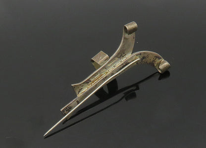 K. YOUNG 925 Sterling Silver  Vintage Dark Tone Modernist Lapel Pin  TR2974