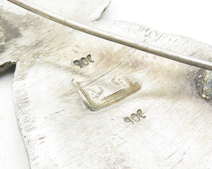 925 Sterling Silver  Vintage Antique Woman In Dress & Hat Brooch Pin  BP3938