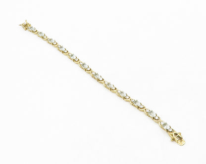 925 Sterling Silver  Aquamarine & Topaz Gold Plated Chain Bracelet  BT5105