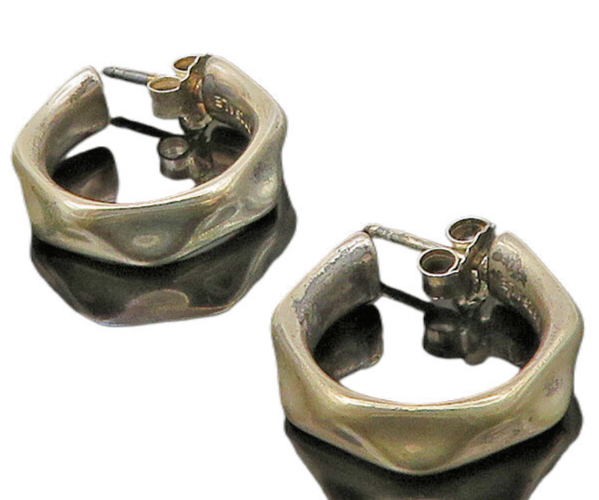 PANDORA 925 Sterling Silver  Vintage Petite Shiny J Hoop Earrings  EG11164