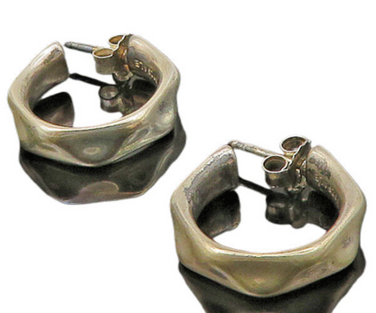 PANDORA 925 Sterling Silver  Vintage Petite Shiny J Hoop Earrings  EG11164