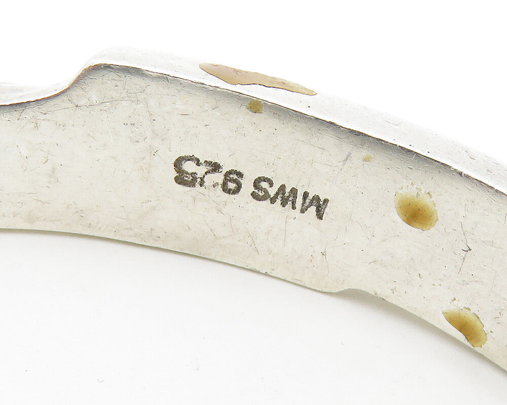 MWS 925 Sterling Silver  Vintage Shiny Bypass Design Bangle Bracelet  BT7029