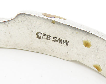 MWS 925 Sterling Silver  Vintage Shiny Bypass Design Bangle Bracelet  BT7029