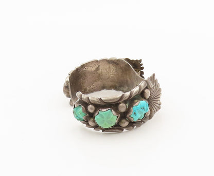 NAVAJO ZUNI 925  Silver  Vintage Antique Turquoise Carved Watch Cuff  TR3674