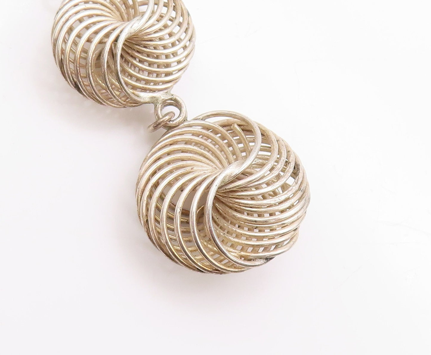 925 Sterling Silver Vintage Earrings Modernist Wire Work Drop Design  EG13608