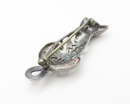 925 Sterling Silver Vintage Shiny Swirl Cutout Pattern Brooch Pin BP5569