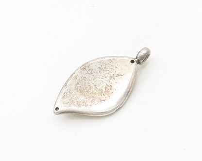925 Sterling Silver  Vintage Amber Modernist Floral Leaf Pendant  PT14799